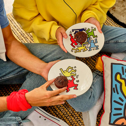 Keith Haring gekleurd porseleinen taartbord (19 cm)