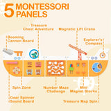 Montessori Bouwvoertuig Busy Board – Groot Houten Activiteitenbord voor Baby & Peuter