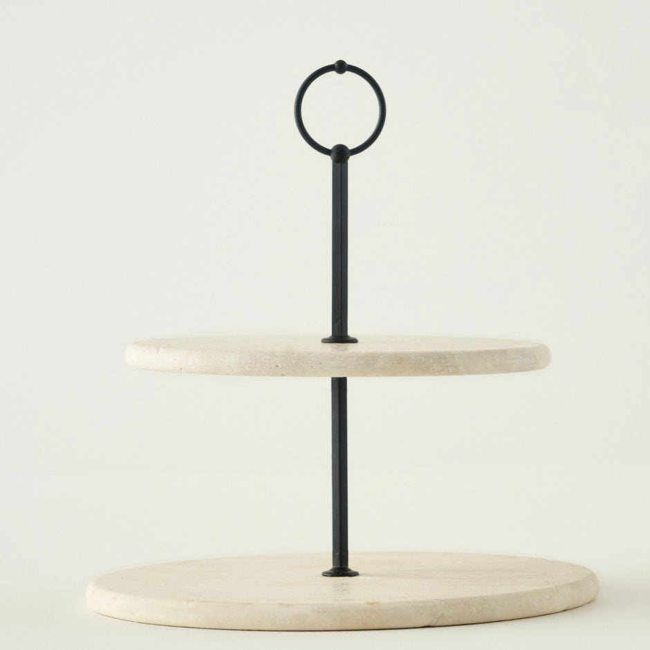 Ephesus Travertine 2-laags koekjesstandaard natuurlijk