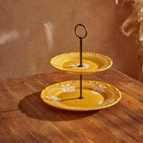 Indian Porselen Pastel 2 Katlı Kurabiyelik Hardal