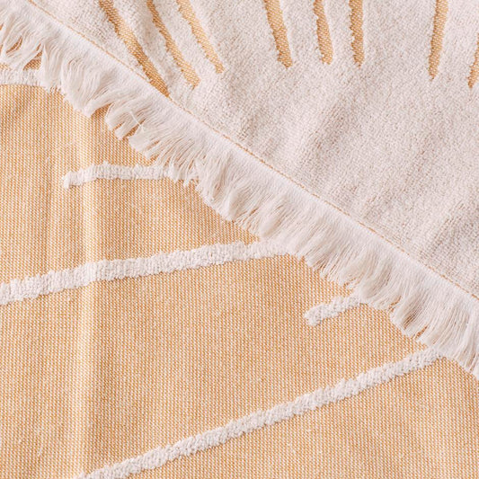 %100 Pamuk Glans Strandlaken Mosterd (75x150 cm)