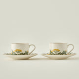 Lily Porseleinen Theekopjesset van 2, Groen (180 cc)