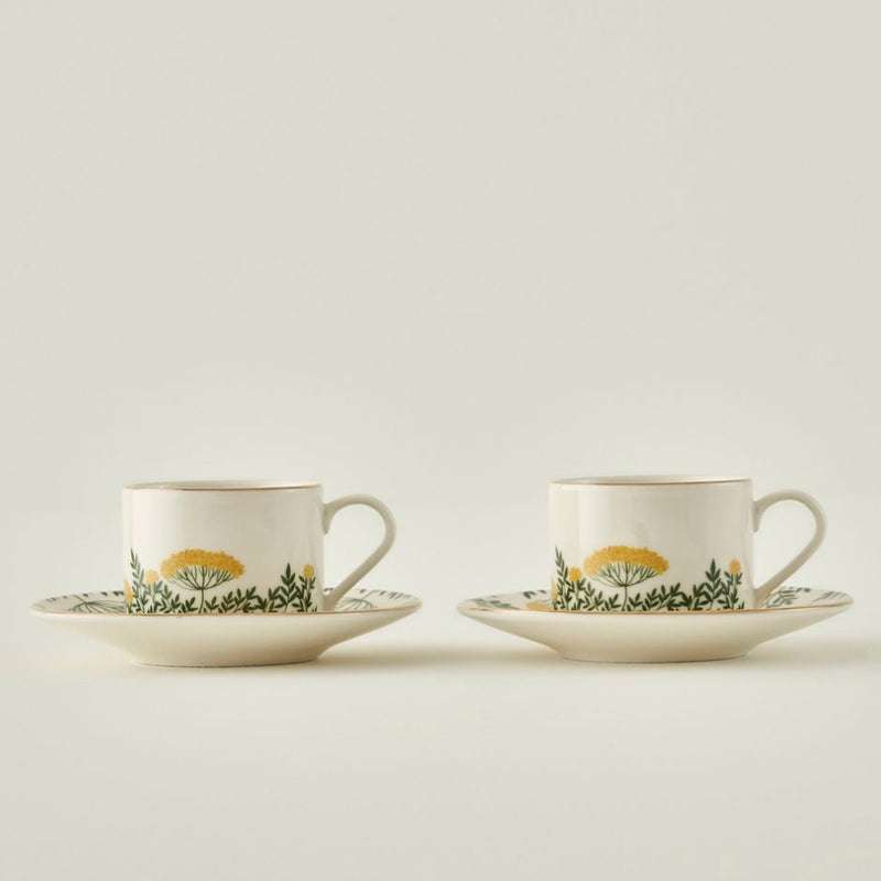 Lily Porseleinen Theekopjesset van 2, Groen (180 cc)