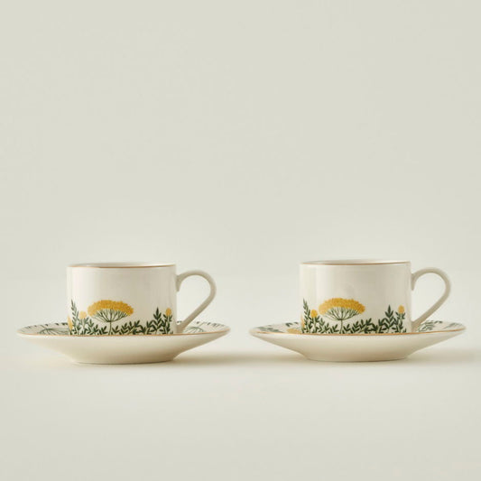 Lily Porseleinen Theekopjesset van 2, Groen (180 cc)