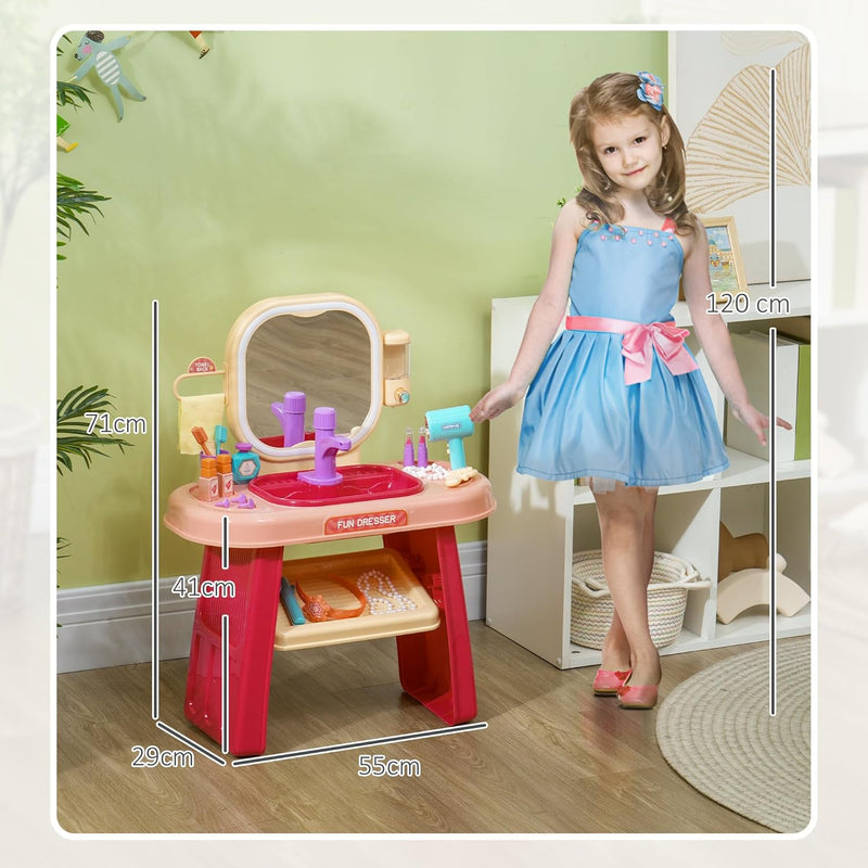 Kinder Kaptafel – Beauty & Make-Up Speelset met Spiegel – Interactief Rollenspel Speelgoed – Voor Peuters & Kleuters – Inclusief Accessoires