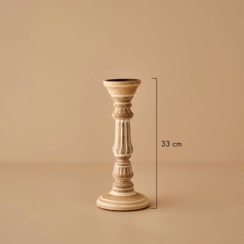 Esta Kandelaar Naturel (13,5x13,5x33 cm) - 2 stuks