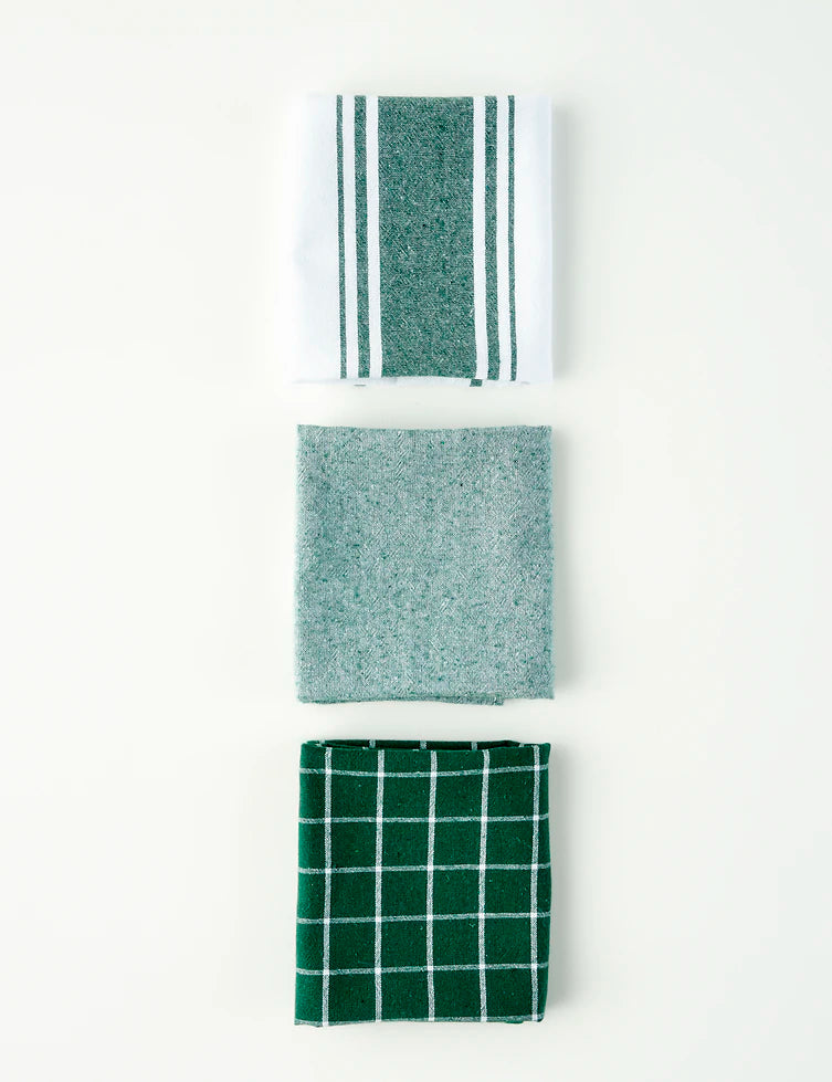 Set van 3 Liberty droogdoeken van 100% katoen, groen (45x65 cm)