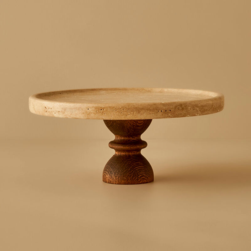 Ephesus Travertin Taartstandaard Naturel (25 cm)