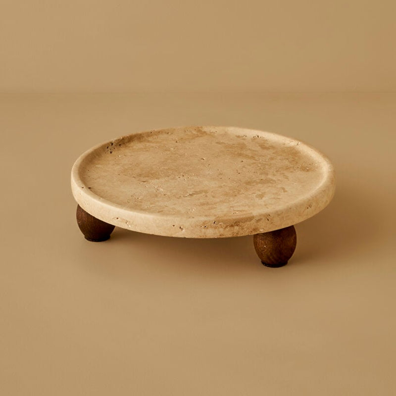 Ephesus Travertin Serveerstandaard Naturel (25 cm)