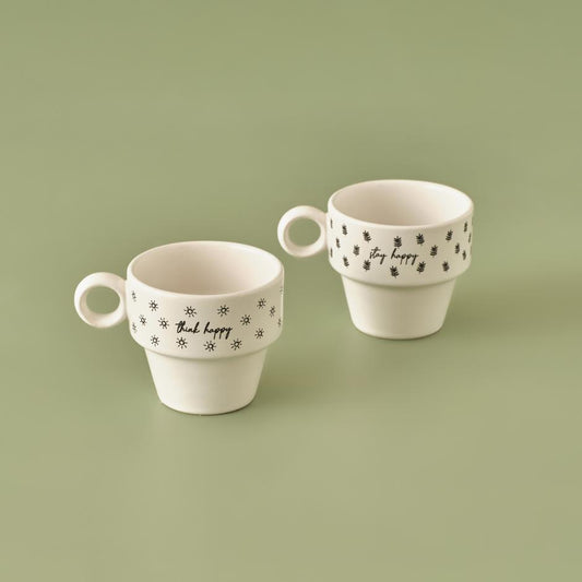 Eenvoudige keramische espressokopjesset van 2 stuks (105 cc)