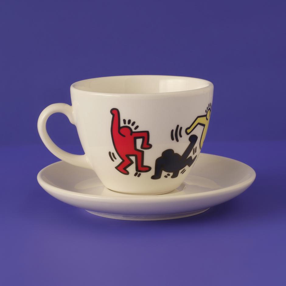 Keith Haring gekleurde porseleinen theekopjesset van 2 (220 cc)