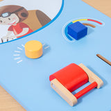 Montessori Vliegtuig lichtblauw Busy Board – Groot Houten Activiteitenbord voor Baby & Peuter