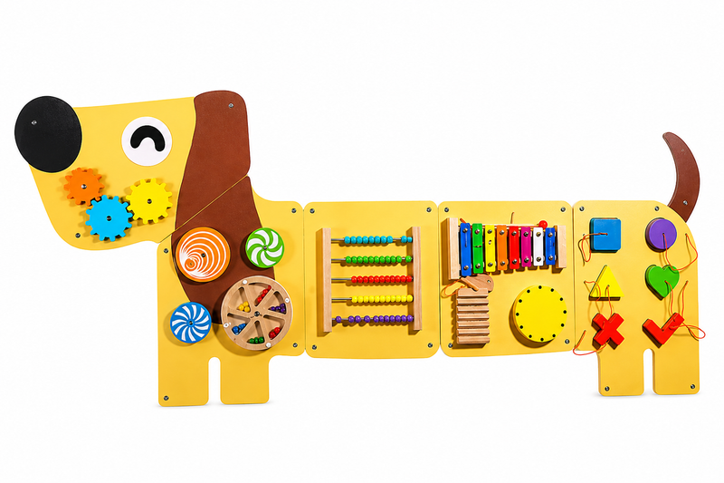 Montessori Busy Board Hond – Houten Educatief Speelgoed voor Baby & Peuter