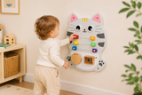 Montessori Busy Board Kat – Houten Educatief Activiteitenbord voor Baby & Peuter Productbeschrijving