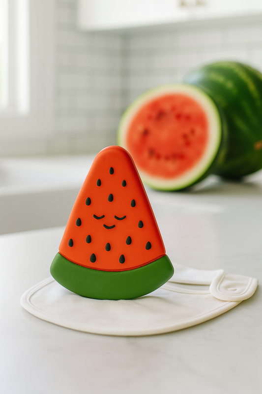 Watermeloen Bijtring – 100% Natuurlijk Rubber, Watermeloen Vorm | Veilig & BPA-vrij | Babytandring 0+ Maanden