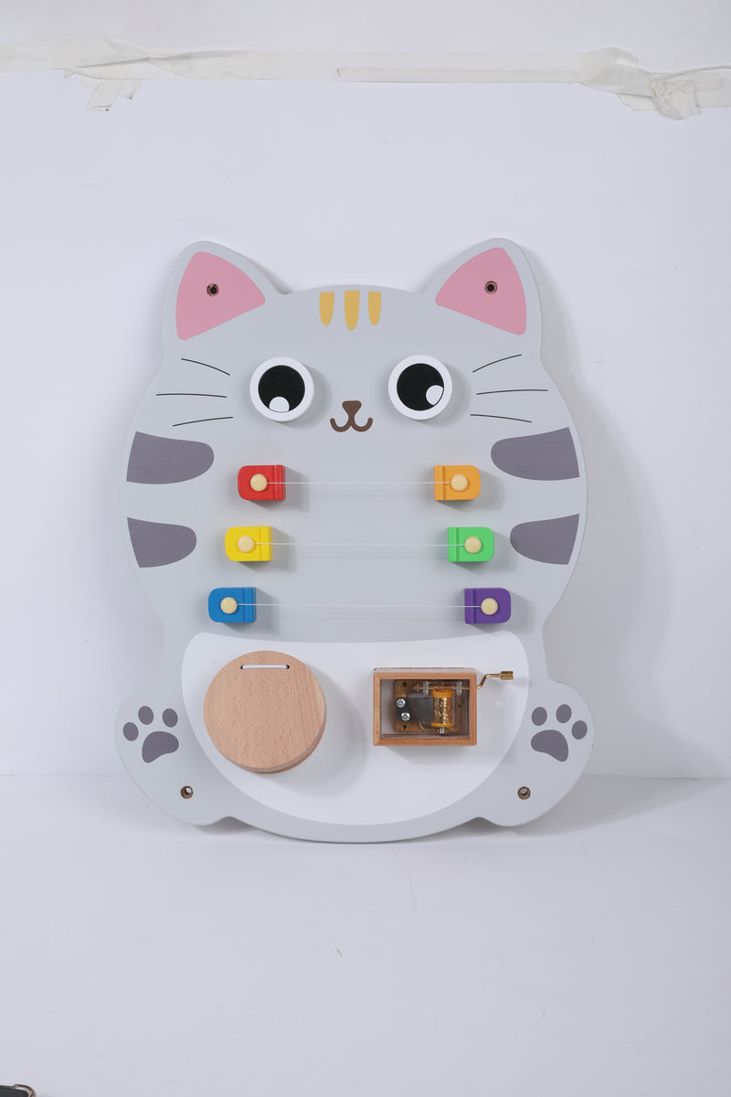 Montessori Busy Board Kat – Houten Educatief Activiteitenbord voor Baby & Peuter Productbeschrijving