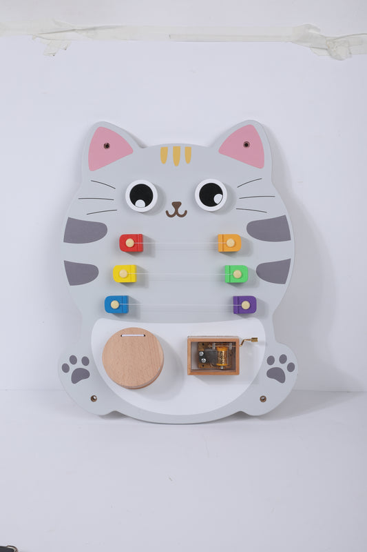 Montessori Busy Board Kat – Houten Educatief Activiteitenbord voor Baby & Peuter Productbeschrijving
