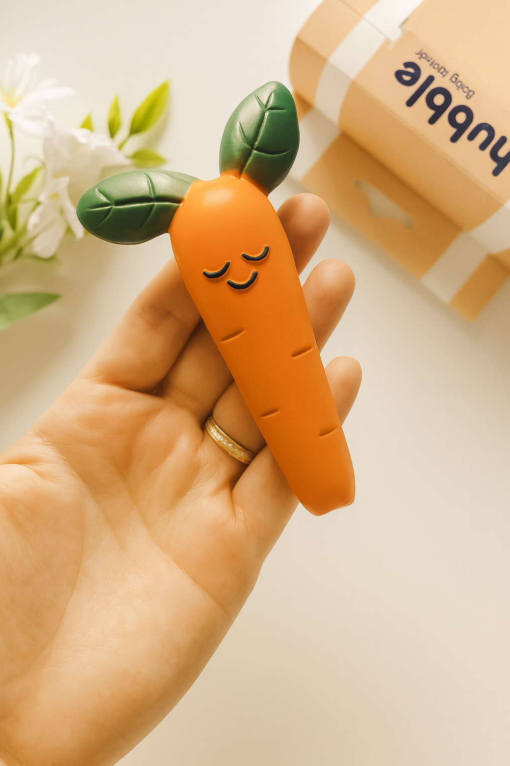Wortel Bijtring – 100% Natuurlijk Rubber, Auto Vorm | BPA-vrij & Veilig | Babytandring voor 0+ Maanden