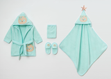 Baby Badset KAT 4-delig – Badjas, Badponcho, Slofjes & Washandje – Zacht & Absorberend – Met Capuchon