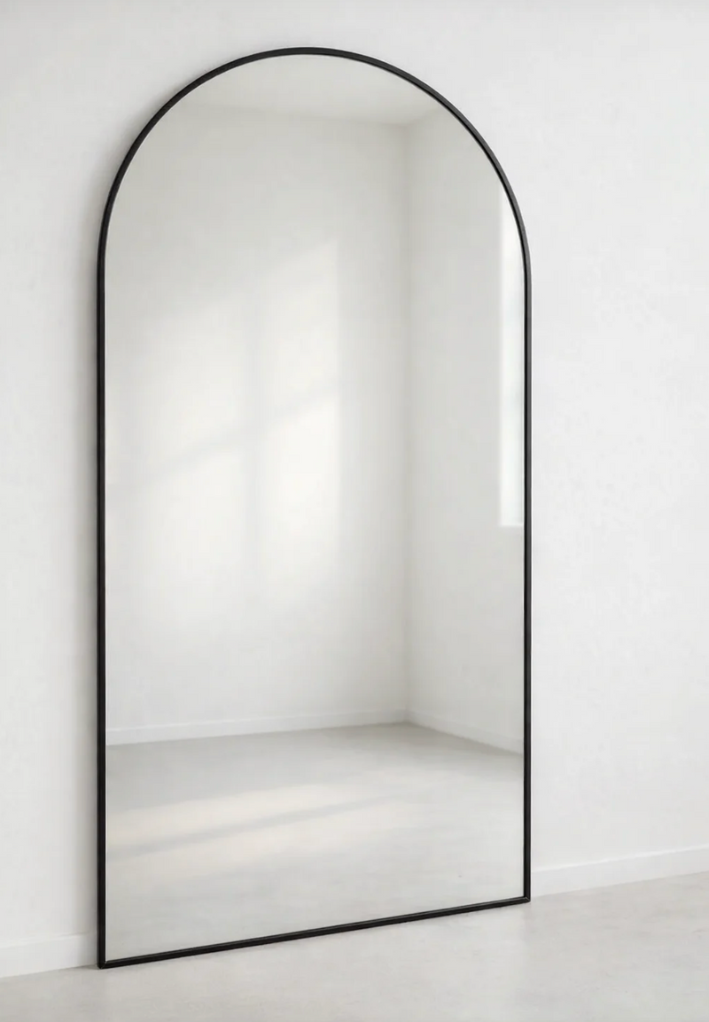 Zwarte Ovale Staande Spiegel 180x100 cm