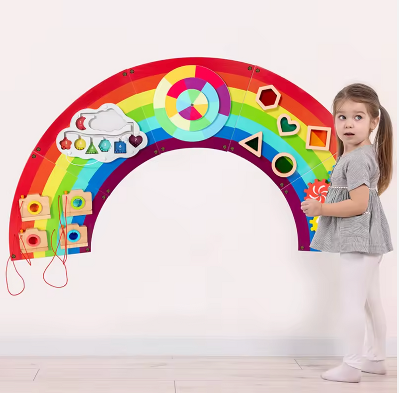 Educatief Houten Busy Board – Montessori Speelgoed 1 Jaar+ - REGENBOOG
