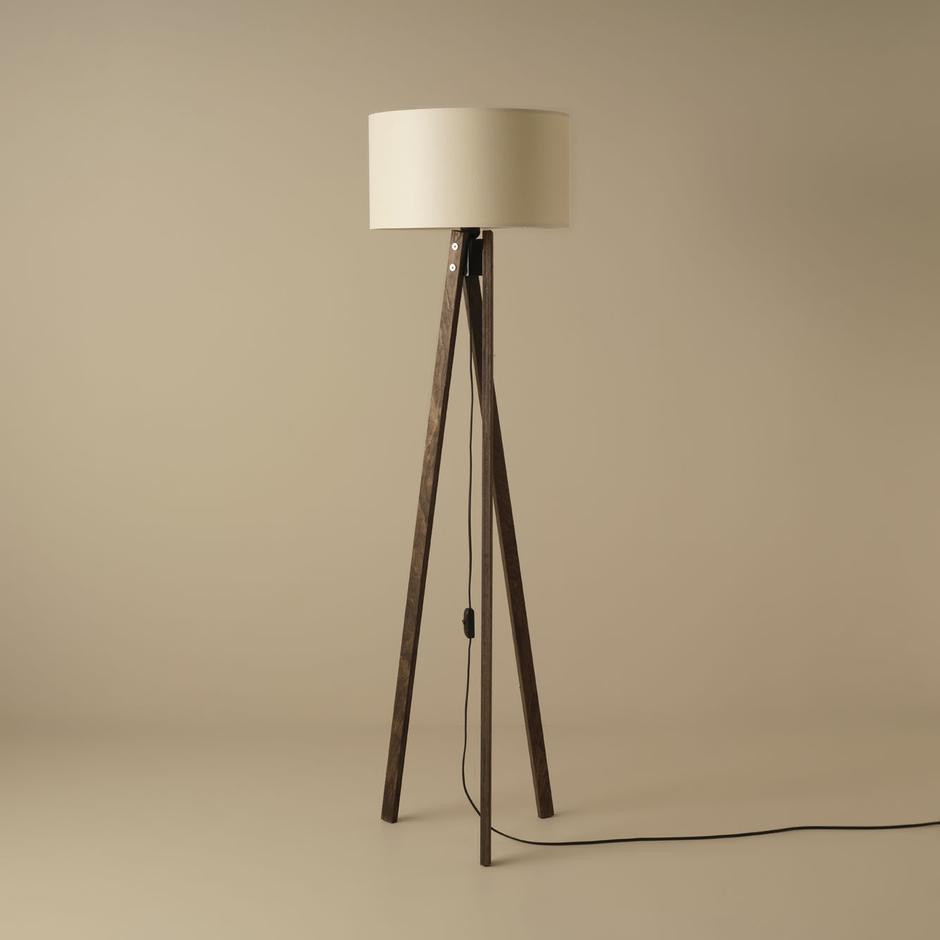 Bella Houten Vloerlamp Crème-Walnoot (40x40x125 cm)