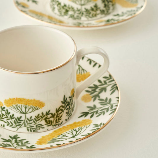 Lily Porseleinen Theekopjesset van 2, Groen (180 cc)