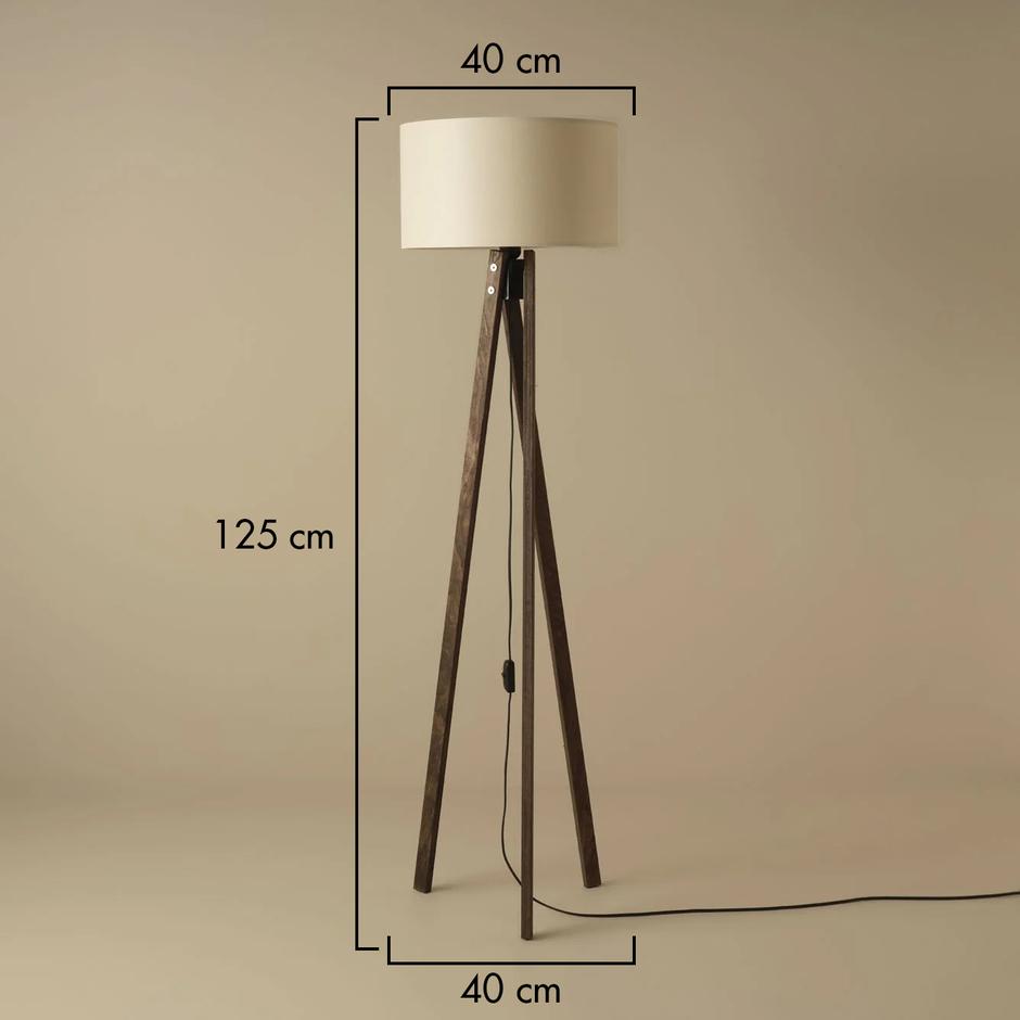 Bella Houten Vloerlamp Crème-Walnoot (40x40x125 cm)