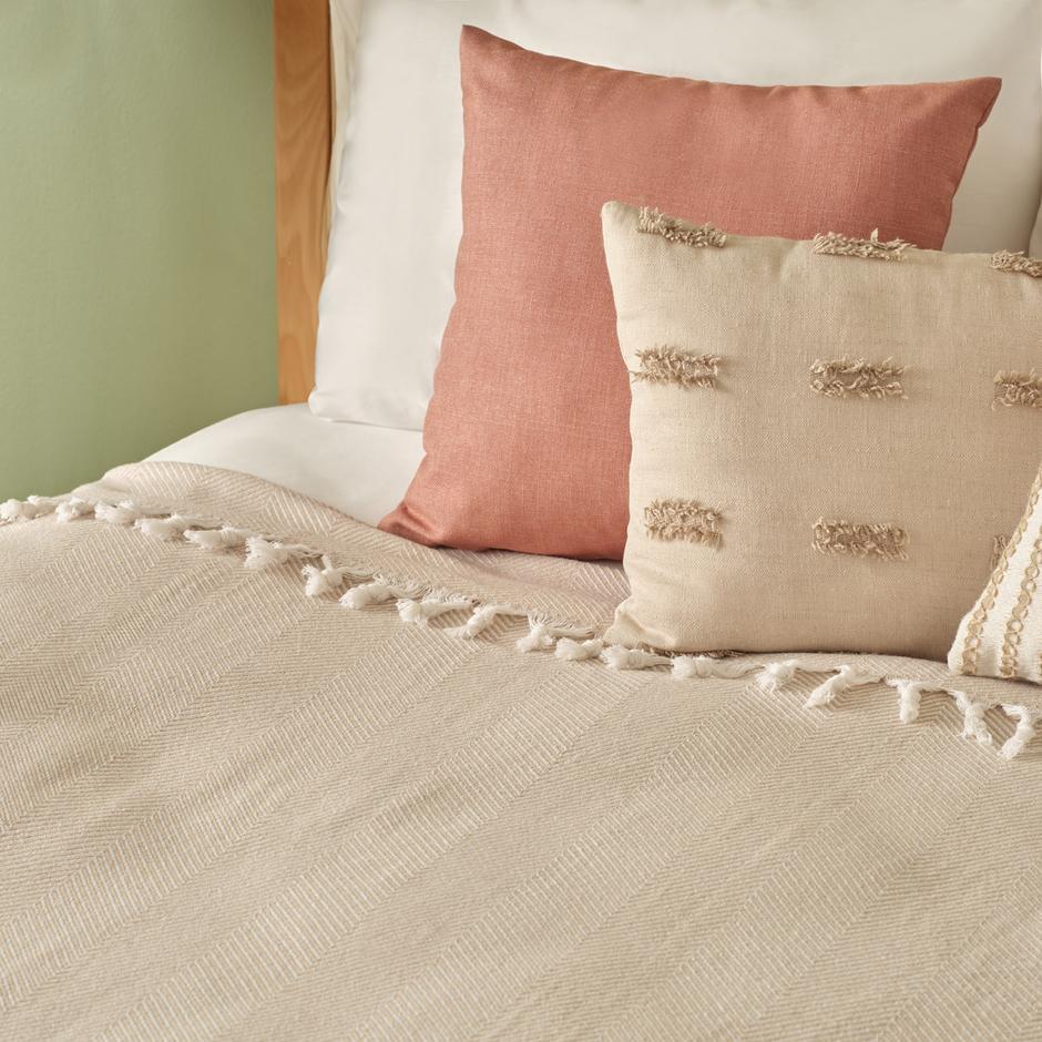 100% katoenen Nina tweepersoonsbedsprei beige (200x230 cm)