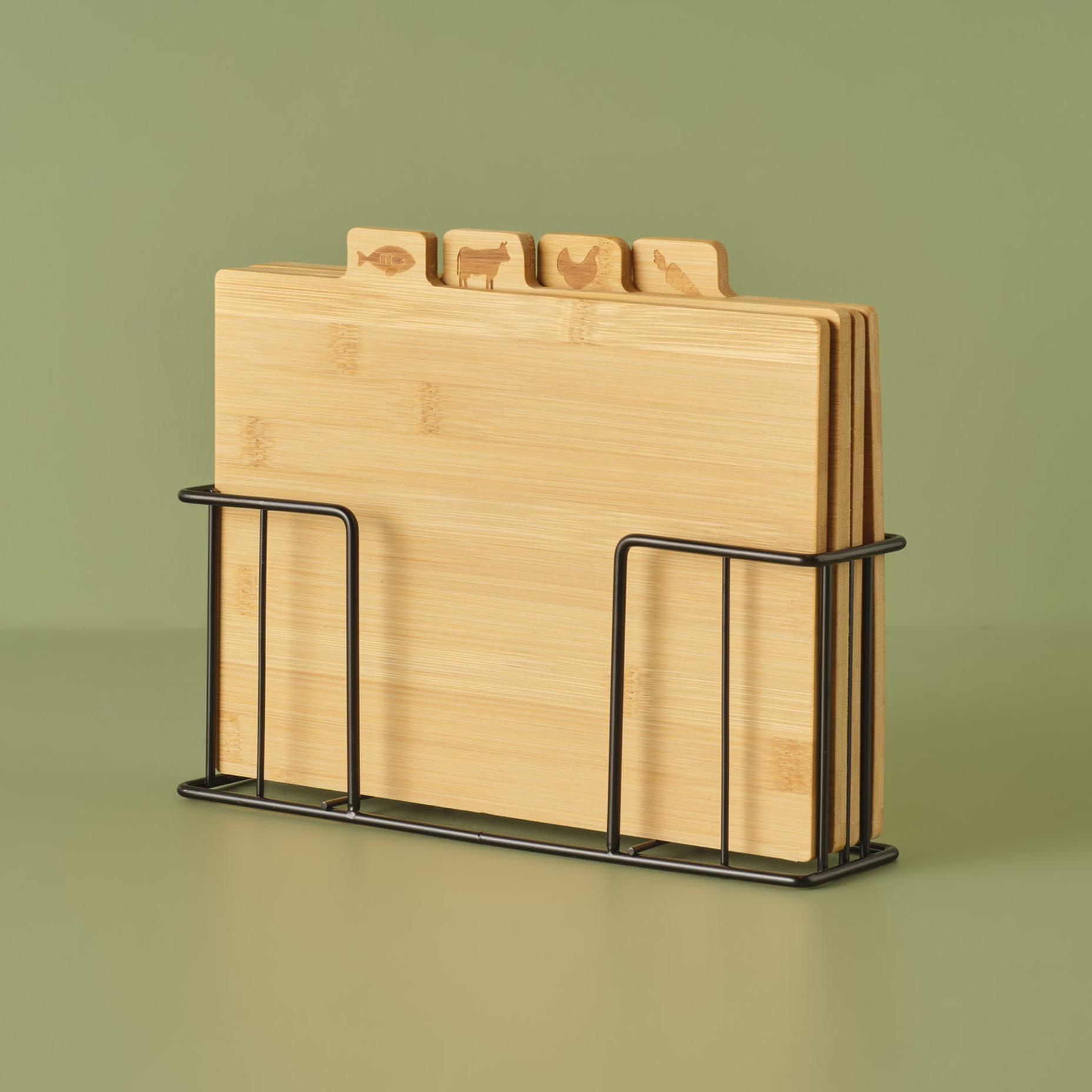 Curvi Bamboe snijplankenset van 4 stuks, naturel (28x20x7 cm)