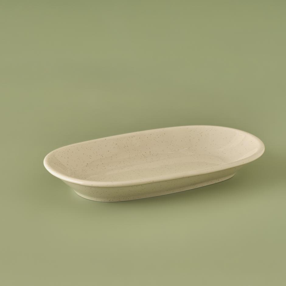 Zandkleurig porseleinen serveerbord crème (24 cm)