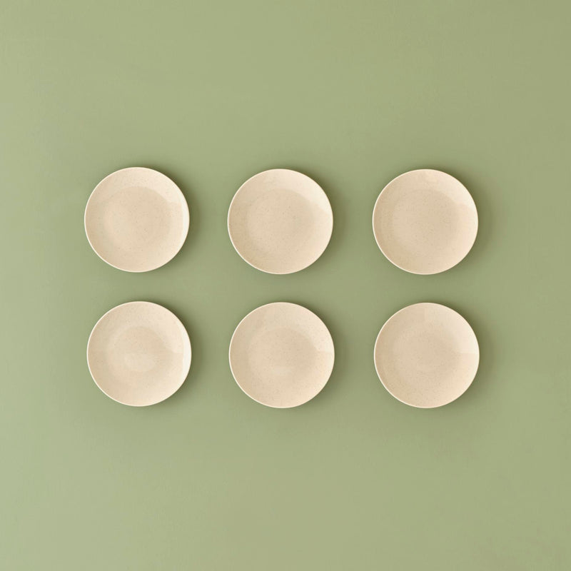 Zandkleurig porseleinen taartbordje 6-delig crème (19 cm)