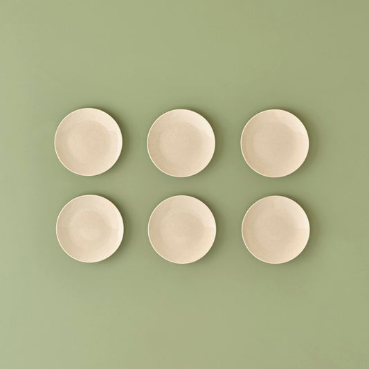 Zandkleurig porseleinen taartbordje 6-delig crème (19 cm)