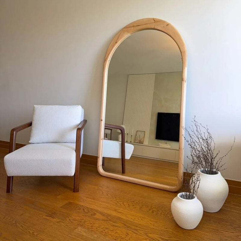 Boog Spiegel 180×100 cm | Houten Frame | Grote Volledige Lichaamsspiegel | Staand & Hangend | Scandinavische & Moderne Interieurs
