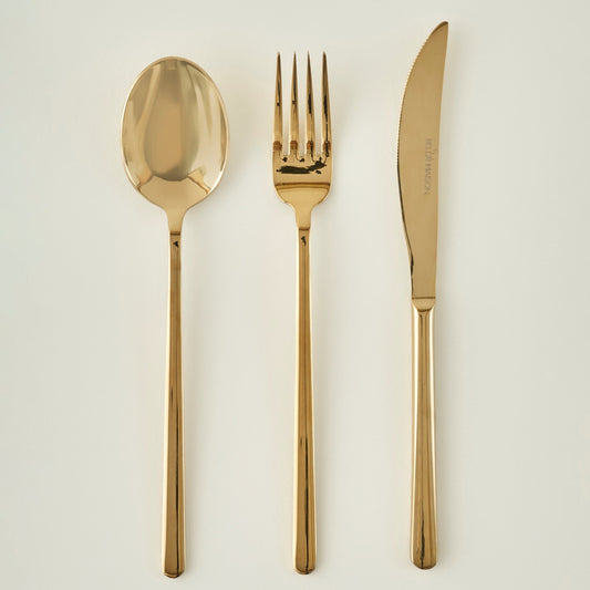 Milano 18-delige Bestekset – Goudkleurig (vorken, lepels en messen)