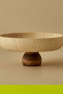 Ephesus Travertine Serveerschaal op Voet, Natuurlijk (25 cm)