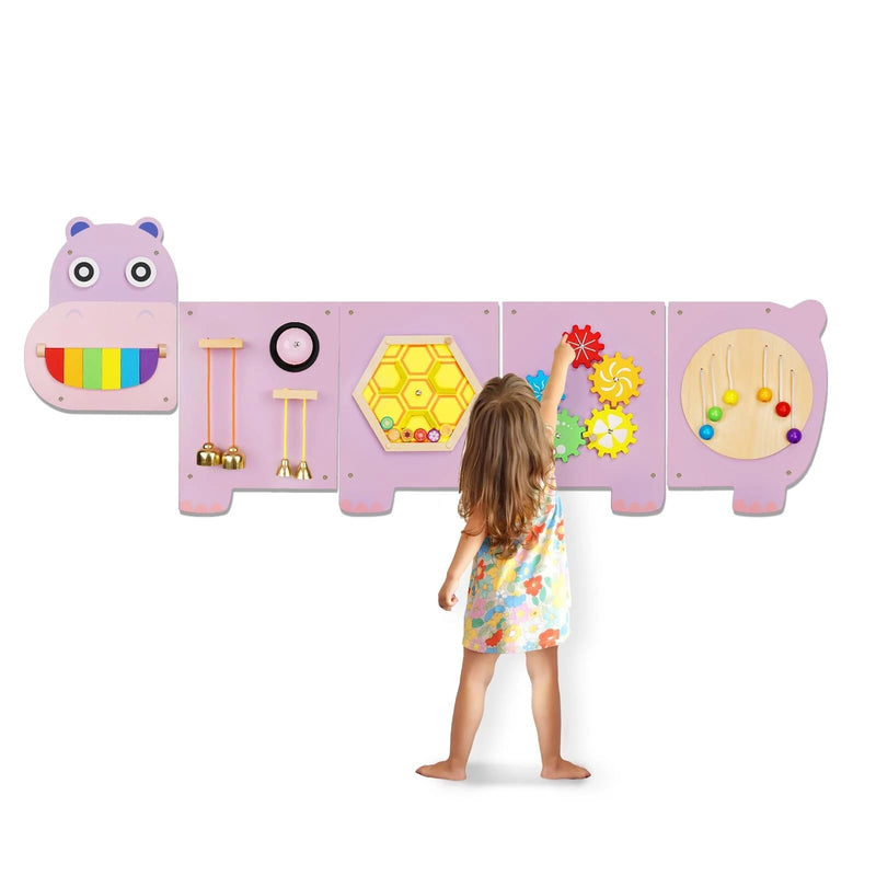 Montessori Busy Board Nijlpaard – Houten Educatief Speelgoed voor Baby & Peuter