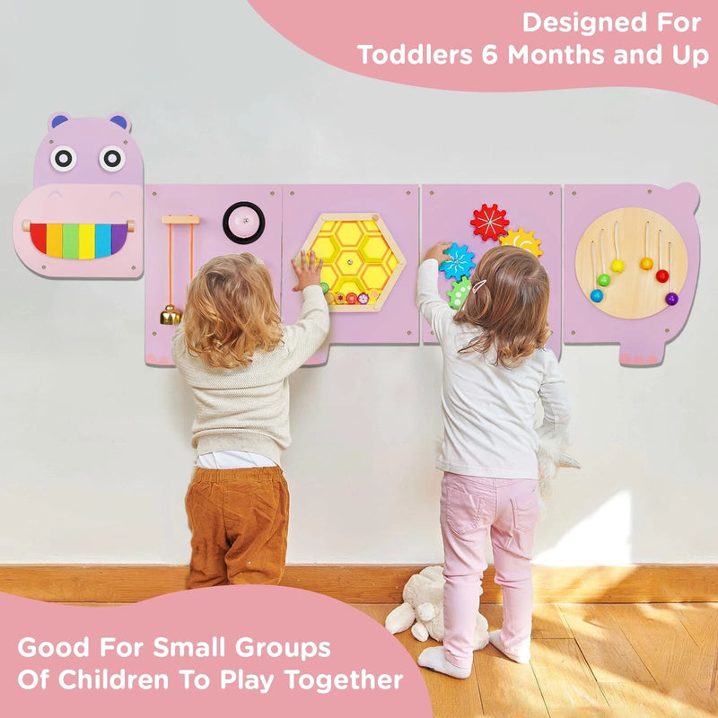Montessori Busy Board Nijlpaard – Houten Educatief Speelgoed voor Baby & Peuter