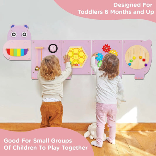 Montessori Busy Board Nijlpaard – Houten Educatief Speelgoed voor Baby & Peuter